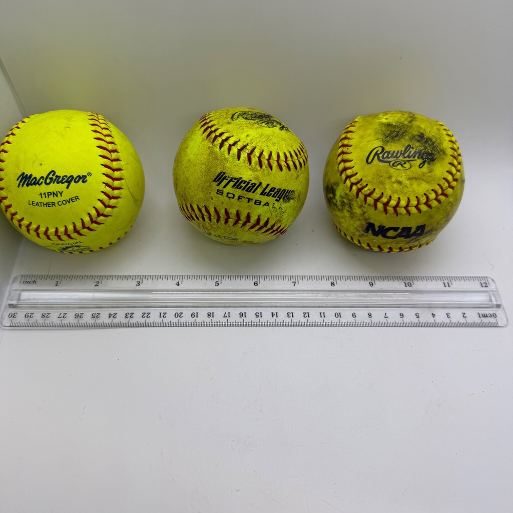 MacGregor Rawlings Official League Softball Balls 3 Pack NCAA PONY Slow Pitch